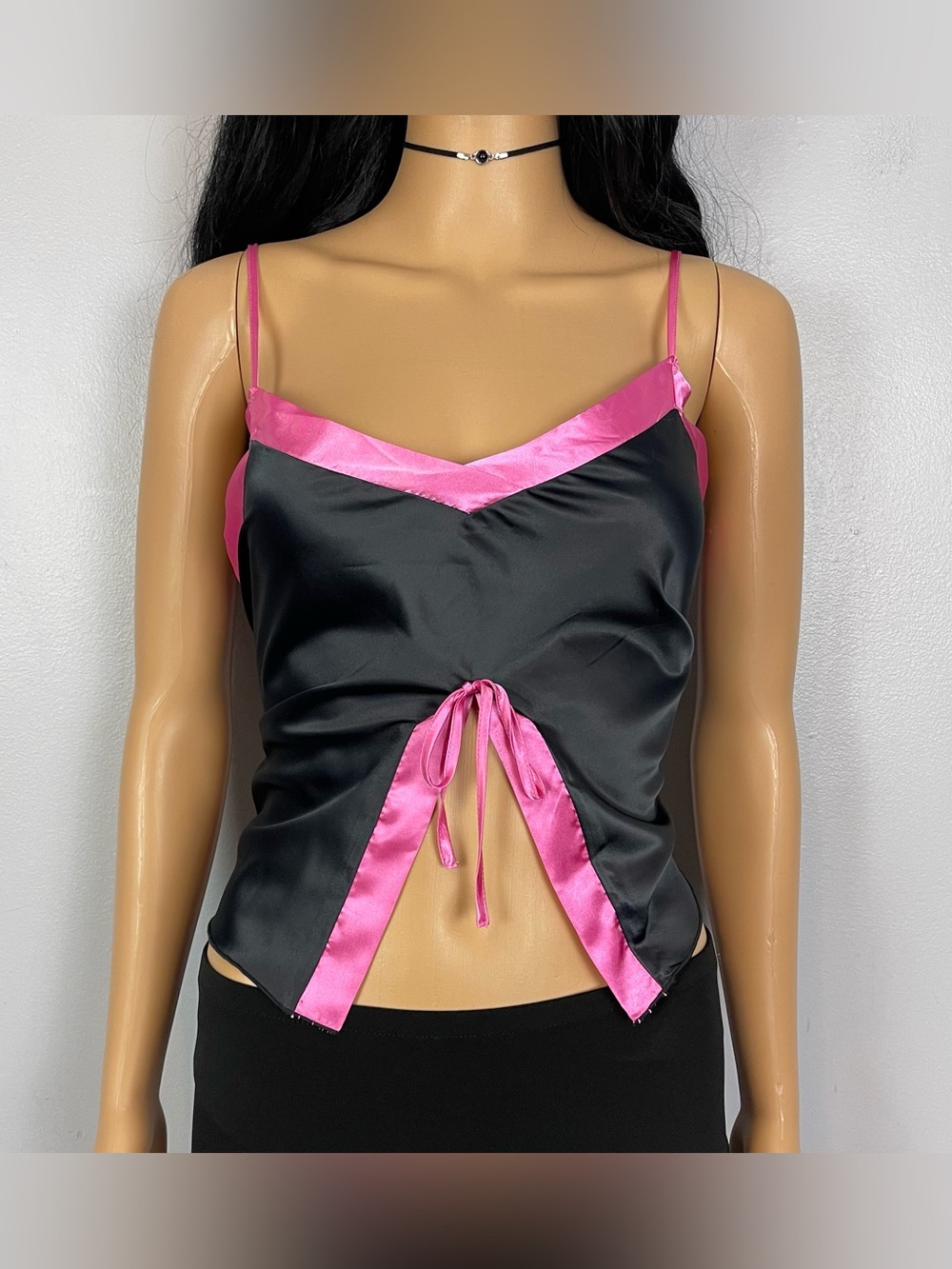 Pink & Black Satin Cami